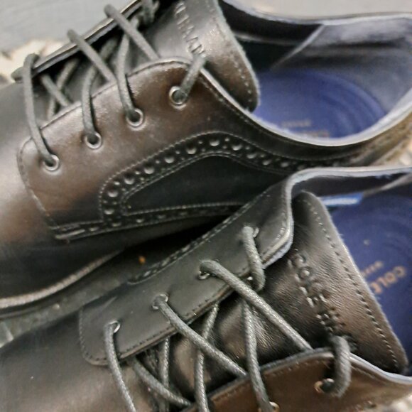 Size 11 Men Cole Haan Grand 360 Black Wingtips Lace Up Waterproof - Picture 11 of 16